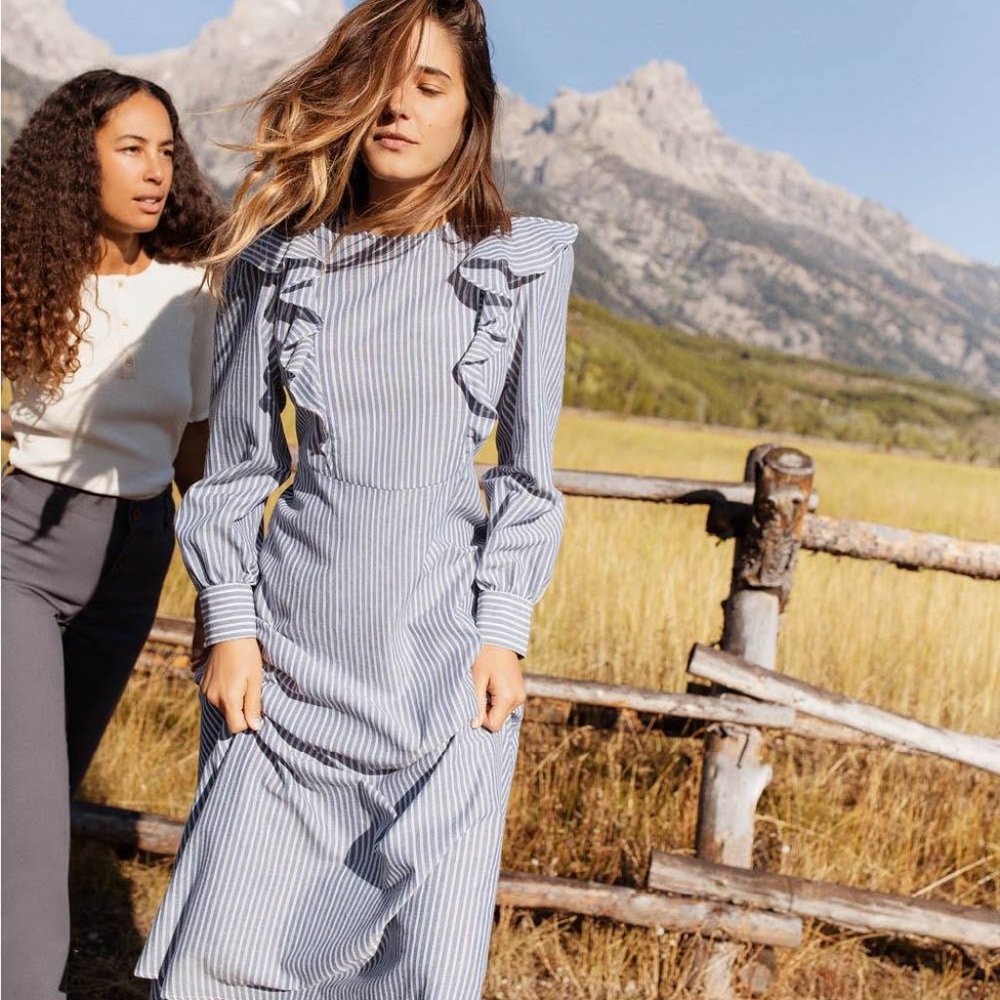 Christy Dawn Birdie Dress in Larkspur Stripe